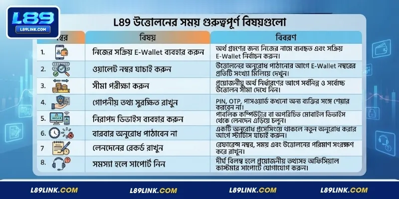 L89 উত্তোলনের সময় গুরুত্বপূর্ণ বিষয়গুলো